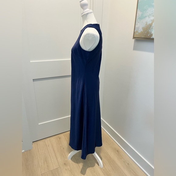 Madewell Deep Cobalt Satin Jeweltone Sleeveless Midi Flowy Dress NEW NS238 sz 0 - Picture 8 of 11